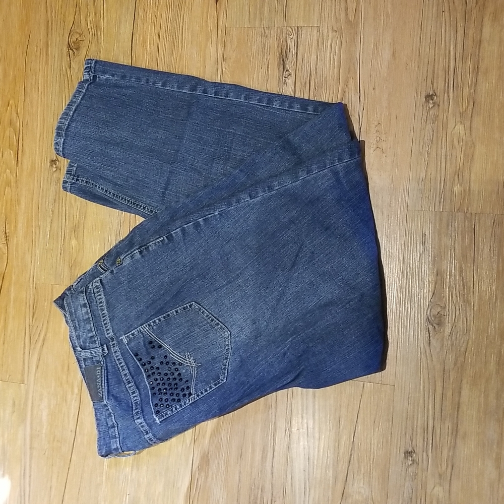 Blue Jeans with accents on back pockets.  Sz 24W